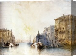 The Doge's Palace From The Entrance to The Grand Canal Canvas Paintings - The Grand Canal, Venice by William Callow