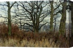 Twilight Canvas Paintings - Woodland scene at twilight by William Fraser Garden