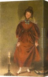 Wife Canvas Paintings - New Red Shoes, the artist's wife by William Henry Hunt