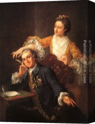 Wife Canvas Paintings - David Garrick and his Wife by William Hogarth
