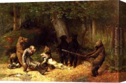 A Hunter at Rest in The Woods Canvas Paintings - Making Game of the Hunter by William Holbrook Beard