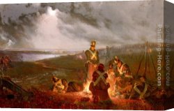 June Canvas Paintings - The Bivouac - The British Lines The Night Before The Battle Of Waterloo. June 17th 1815 by William Holmes Sullivan