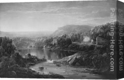Waterfall Canvas Paintings - Landscape with Waterfall and Figures by William Louis Sonntag