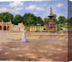 William Merritt Chase Canvas Paintings - An Early Stroll in the Park by William Merritt Chase