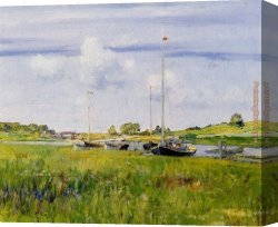 William Merritt Chase Canvas Paintings - At The Boat Landing by William Merritt Chase