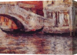 William Merritt Chase Canvas Paintings - Gondolas Along Venetian Canal by William Merritt Chase