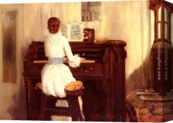 William Merritt Chase Canvas Paintings - Mrs. Meigs at the Piano Organ by William Merritt Chase