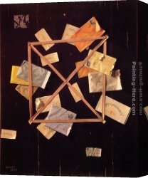 Picture Canvas Paintings - Mr Hulting's Rack Picture by William Michael Harnett