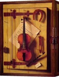 Music Canvas Paintings - Still Life - Violin and Music by William Michael Harnett