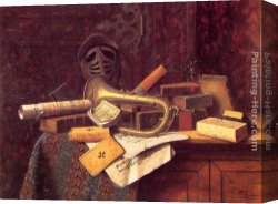 Bust Canvas Paintings - Still Life with Bust of Dante by William Michael Harnett