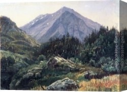Scenery Canvas Paintings - Mountain Scenery, Switzerland by William Stanley Haseltine