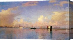 The Doge's Palace From The Entrance to The Grand Canal Canvas Paintings - Sunset on the Grand Canal, Venice by William Stanley Haseltine