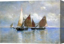 Boats Canvas Paintings - Venetian Fishing Boats by William Stanley Haseltine