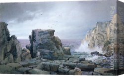 William Trost Richards Canvas Paintings - A Rocky Coast by William Trost Richards