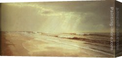 William Trost Richards Canvas Paintings - Beach with Sun Drawing Water by William Trost Richards