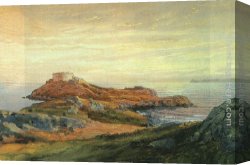 William Trost Richards Canvas Paintings - Fort Dumpling, Jamestown by William Trost Richards
