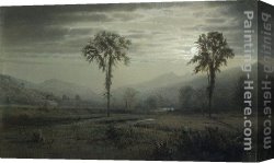 William Trost Richards Canvas Paintings - Moonlight on Mount Lafayette, New Hampshire by William Trost Richards