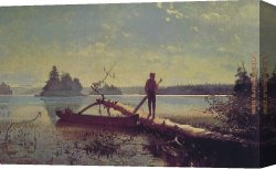 Lake Arrowhead Canvas Paintings - An Adirondack Lake by Winslow Homer