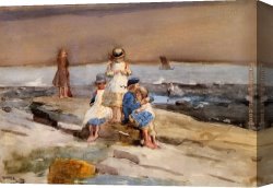 Beach Canvas Paintings - Children on the Beach by Winslow Homer