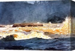 Homer Canvas Paintings - Fishing the Rapids Saguenay by Winslow Homer