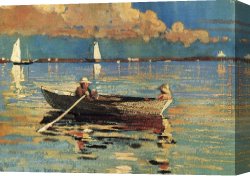 Homer Canvas Paintings - Gloucester Harbor by Winslow Homer