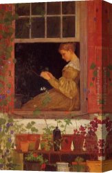 Homer Canvas Paintings - Morning Glories by Winslow Homer