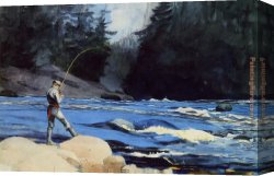 Homer Canvas Paintings - Quananiche Lake St. John by Winslow Homer