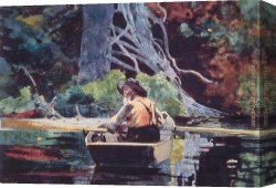 Canoe Canvas Paintings - The Red Canoe by Winslow Homer