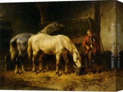 Feeding The Goldfish Canvas Paintings - Feeding the Horses by Wouter Verschuur