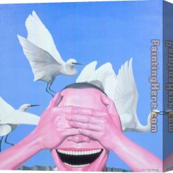 Animal Canvas Paintings - Sky Animal Human being by Yue Minjun