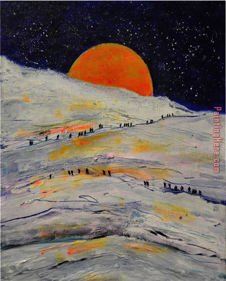 Moon on The Mountain Komp painting - 2010 Moon on The Mountain Komp art painting