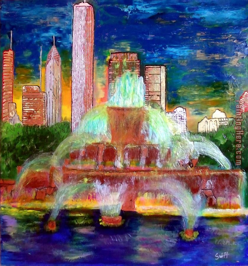 Chicacgo Buckingham Fountain painting - 2017 new Chicacgo Buckingham Fountain art painting