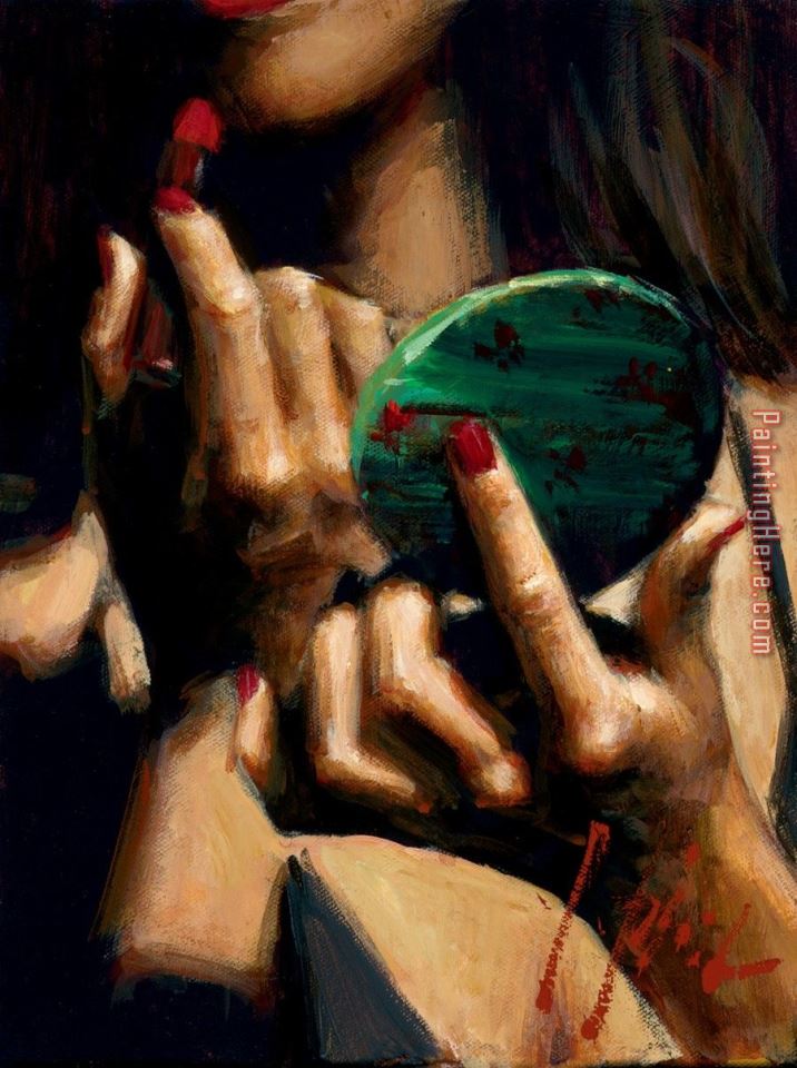 Study for Terressa with Mirror And Lipstick painting - Fabian Perez Study for Terressa with Mirror And Lipstick art painting