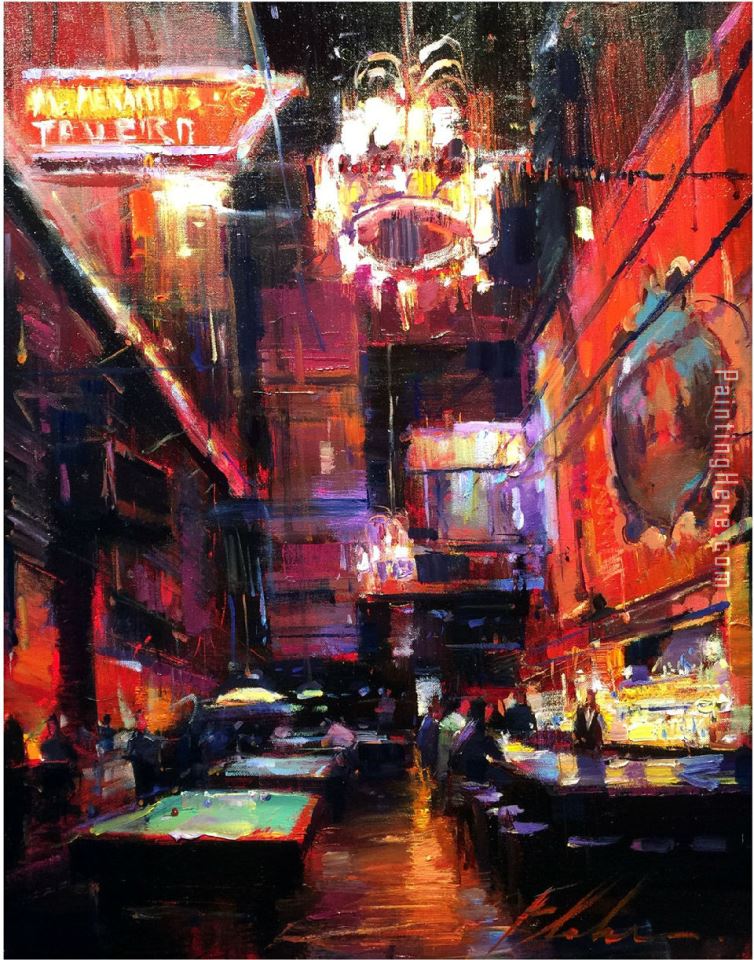 Back Stage Bar painting - Leroy Neiman Back Stage Bar art painting