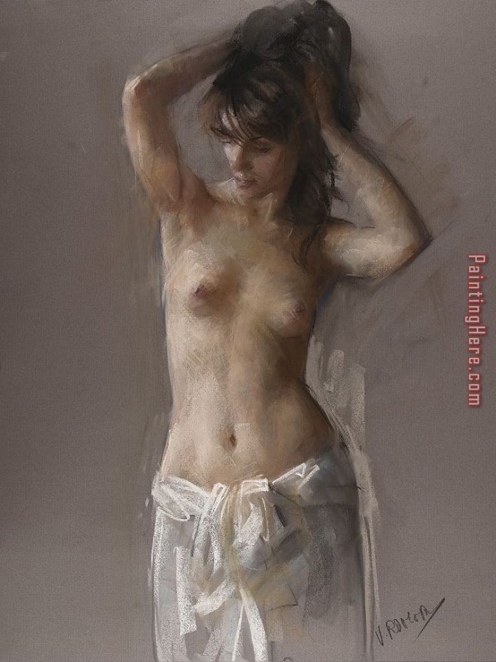 After Showering painting - Vicente Romero Redondo After Showering art painting