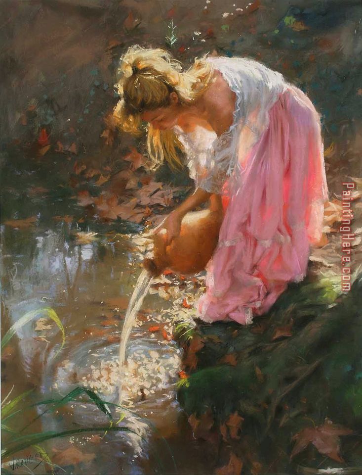 Girl with a Jar painting - Vicente Romero Redondo Girl with a Jar art painting
