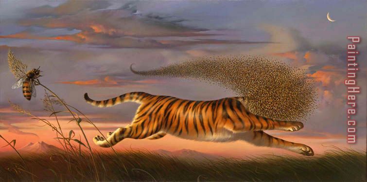 Beeing a Tiger painting - Vladimir Kush Beeing a Tiger art painting