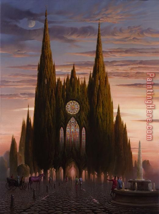 Purple Horse at Chartres painting - Vladimir Kush Purple Horse at Chartres art painting